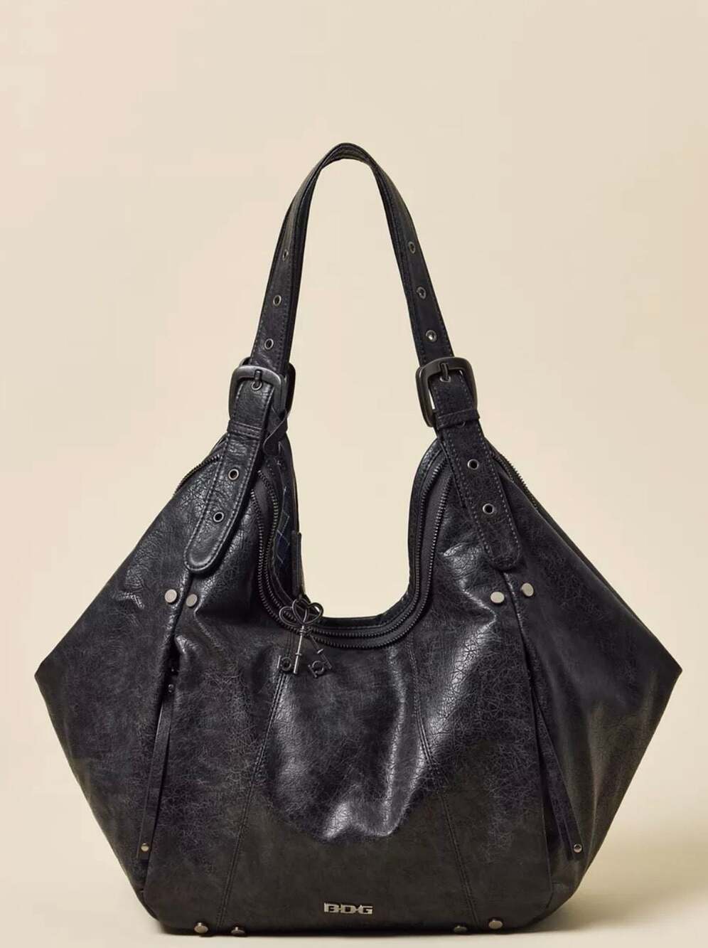 BDG Cici Faux Leather Slouchy Tote Bag Black